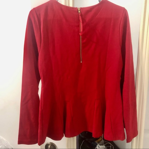 NWT Catherine Malandrino Red Peplum Blouse - Picture 2 of 4